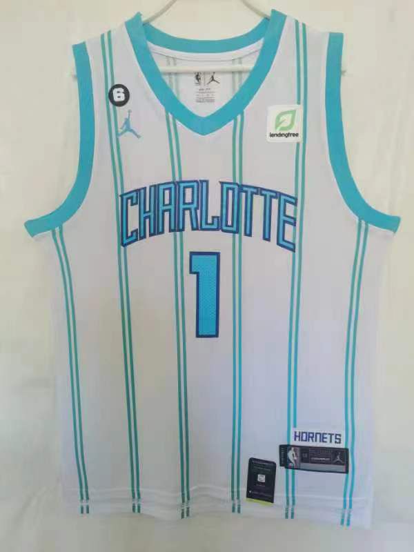 Men Charlotte Hornets #1 Ball White Game 22-23 NBA Jersey->charlotte hornets->NBA Jersey
